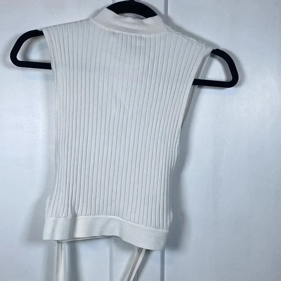 BCBG MAXAZRIA | HANA RIBBED NECKLINE WAIST TIE SLEEVELESS TOP SZ Small - Picture 8 of 8